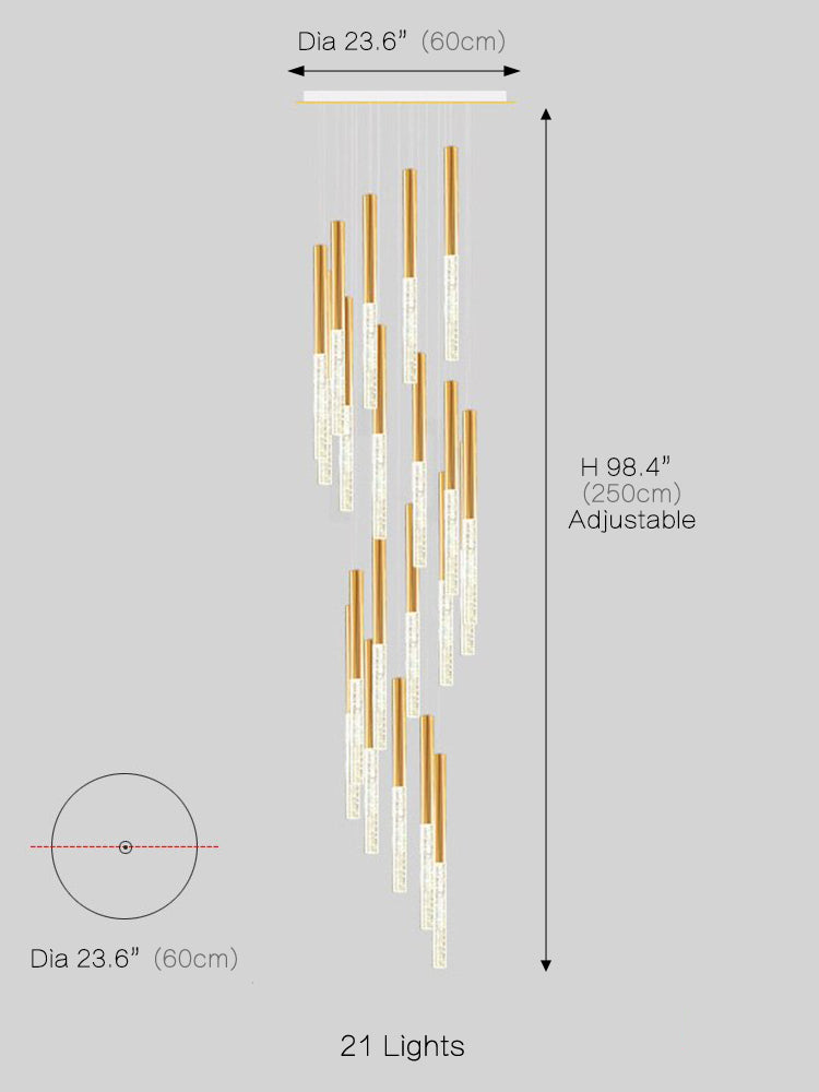 Crystal Column Staircase Pendant Light