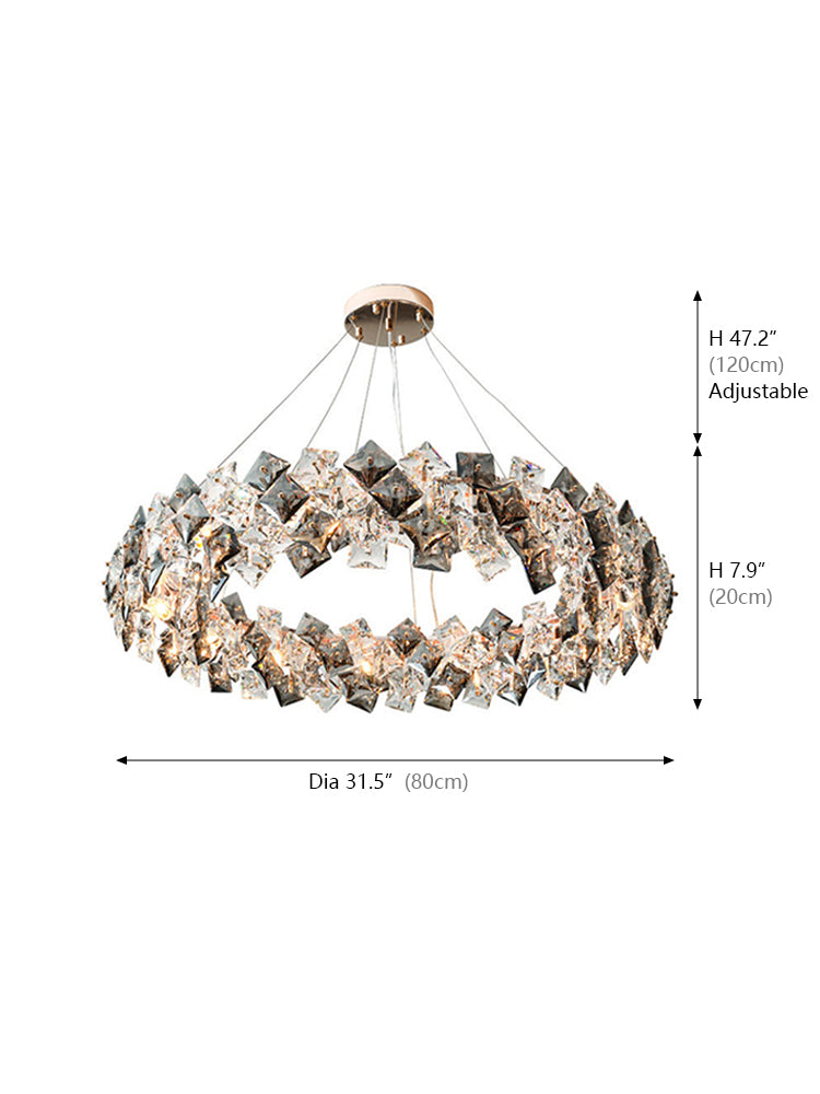 Four Corner Crystal Round Chandelier