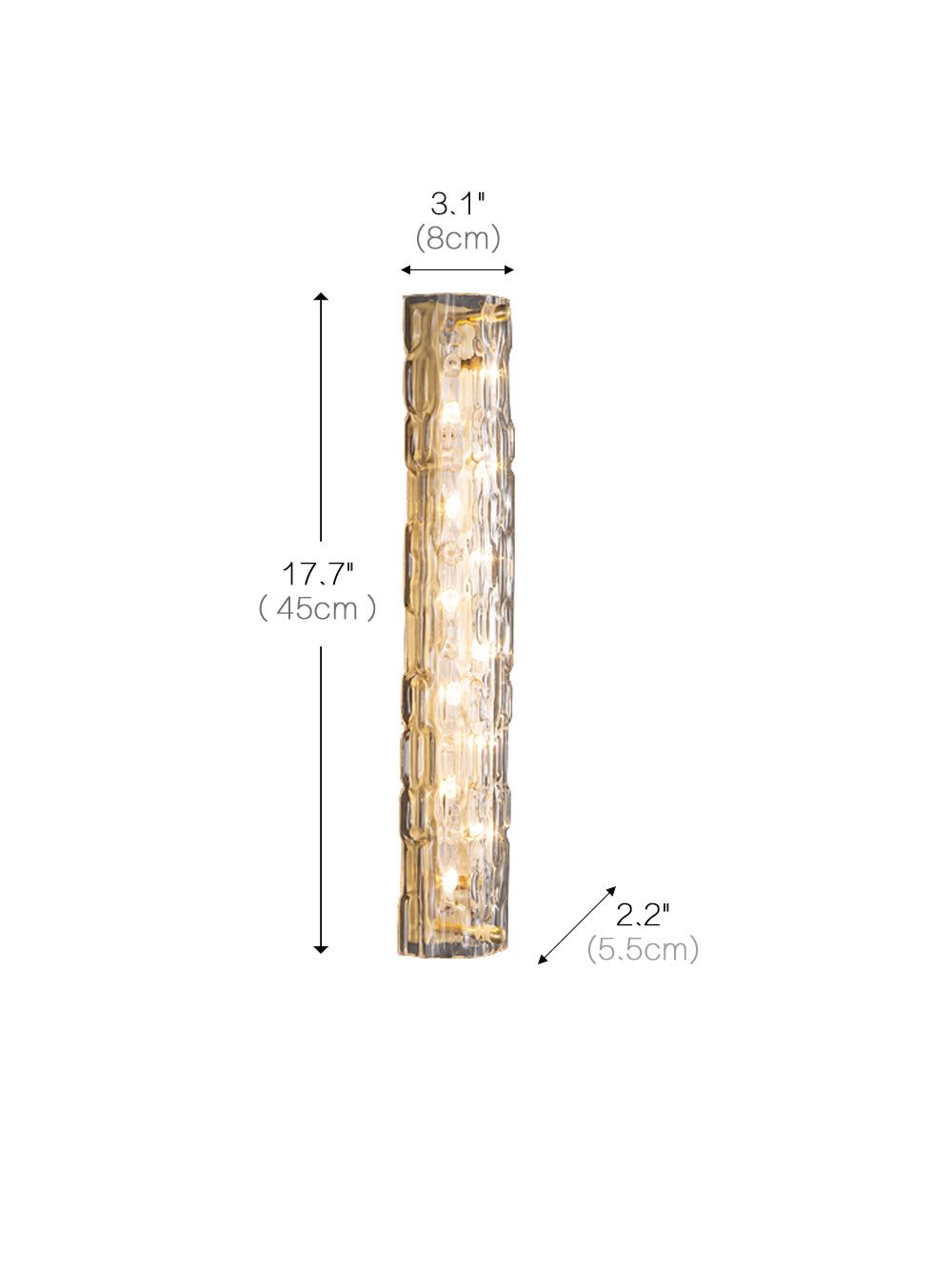 Brass Ripple Crystal Wall Sconce