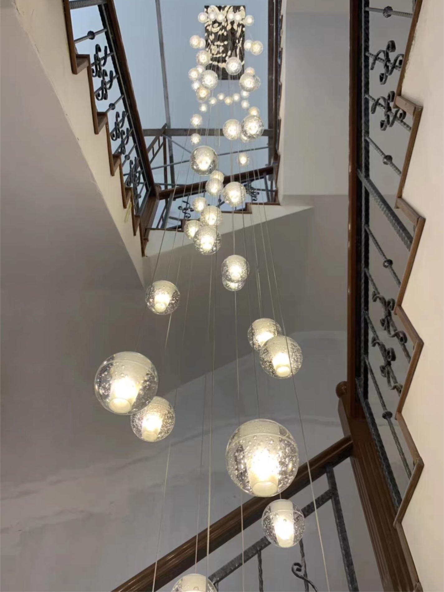 Crystal Bubble Ball Staircase Pendant Light