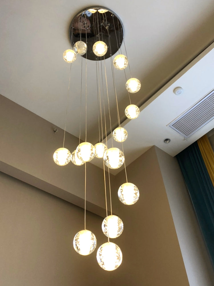 Crystal Bubble Ball Staircase Pendant Light