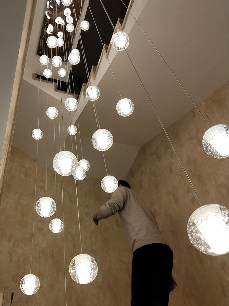 Crystal Bubble Ball Staircase Pendant Light