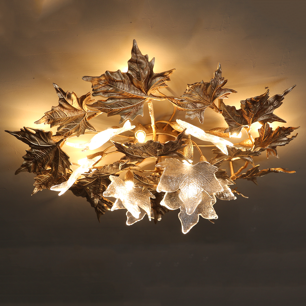 Brass Maple Leaf Ceiling Light