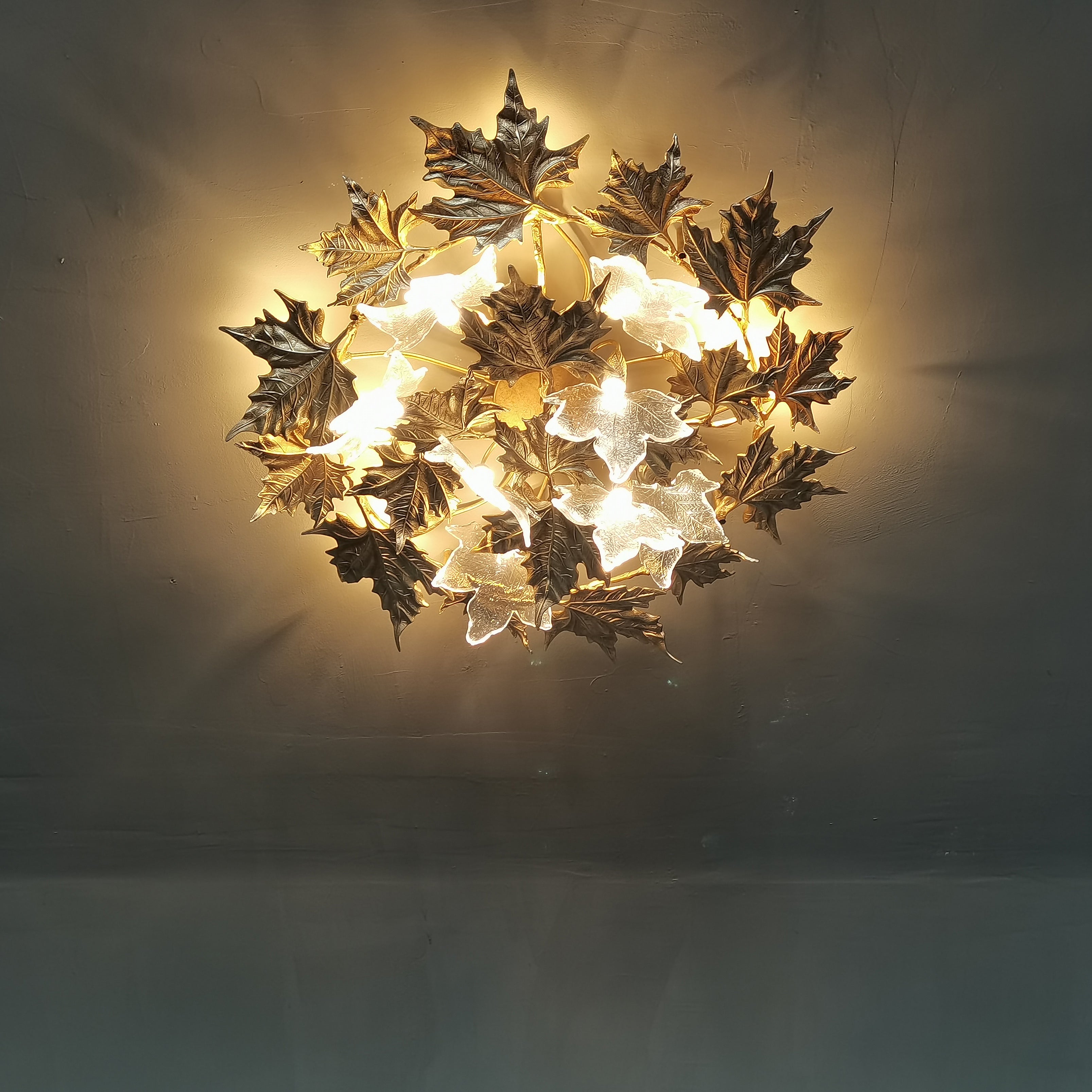 Brass Maple Leaf Ceiling Light