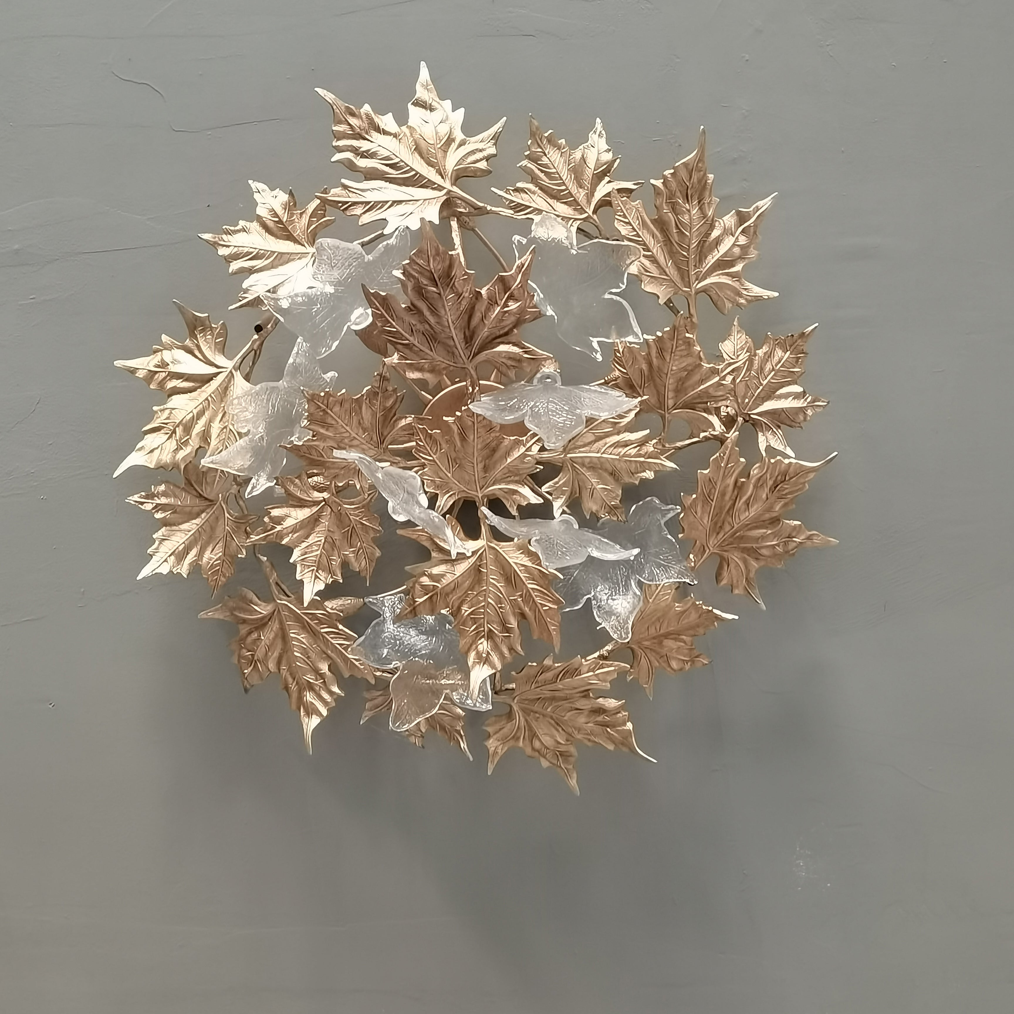 Brass Maple Leaf Ceiling Light