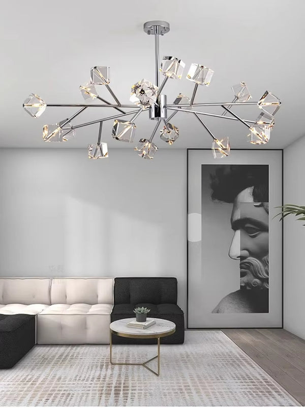 Clear Crystal Cube Chandelier