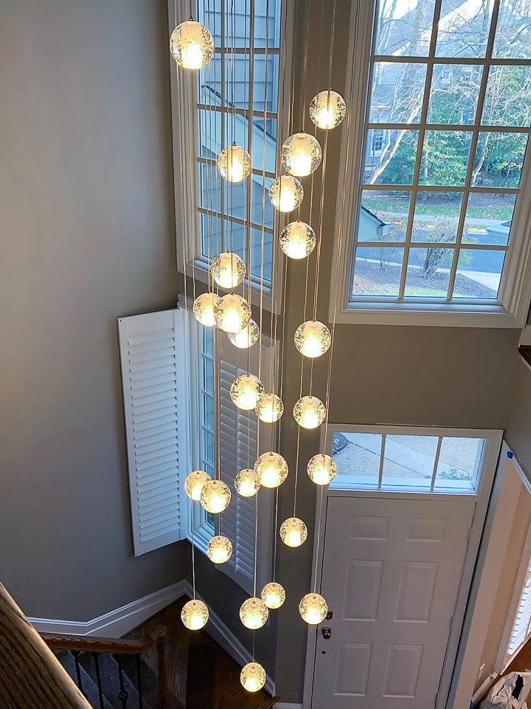 Crystal Bubble Ball Staircase Pendant Light