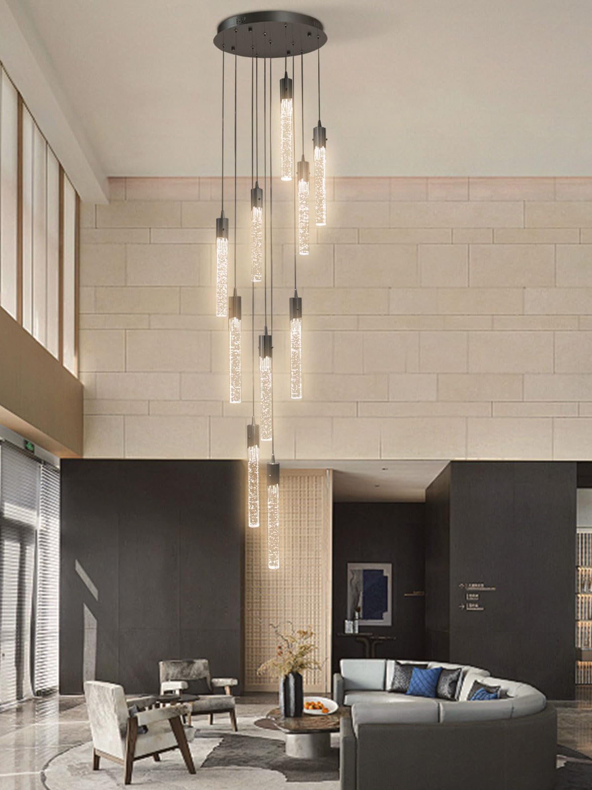 Crystal Bubble Column Pendant Light