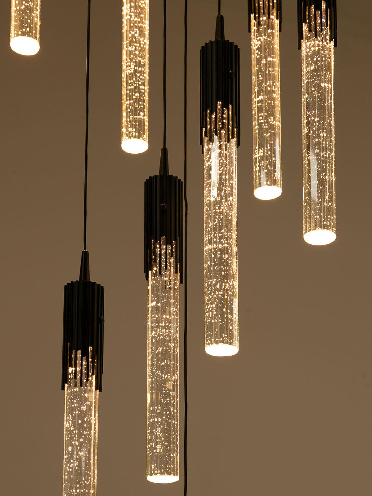 Crystal Bubble Column Pendant Light