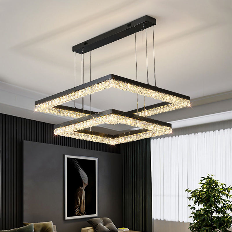 Black Square Crystal Chandelier