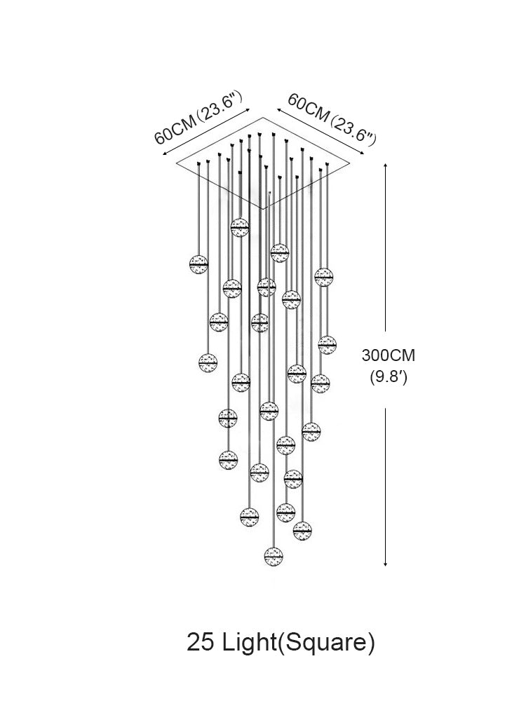 Crystal Bubble Ball Staircase Pendant Light