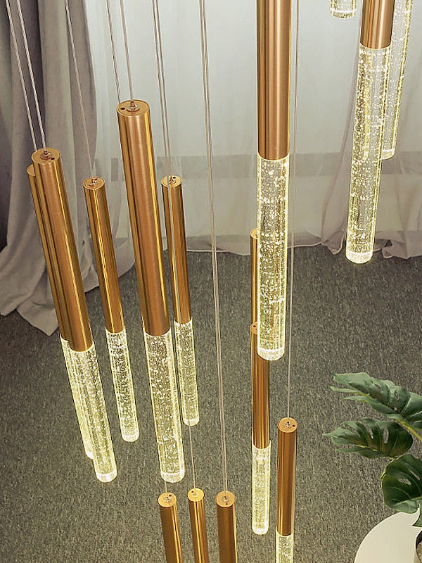 Crystal Column Staircase Pendant Light