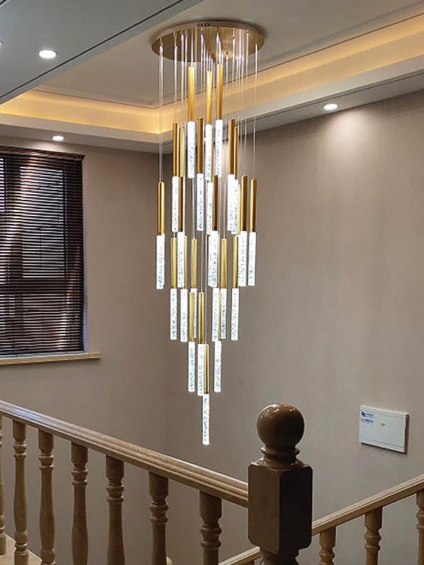 Crystal Column Staircase Pendant Light