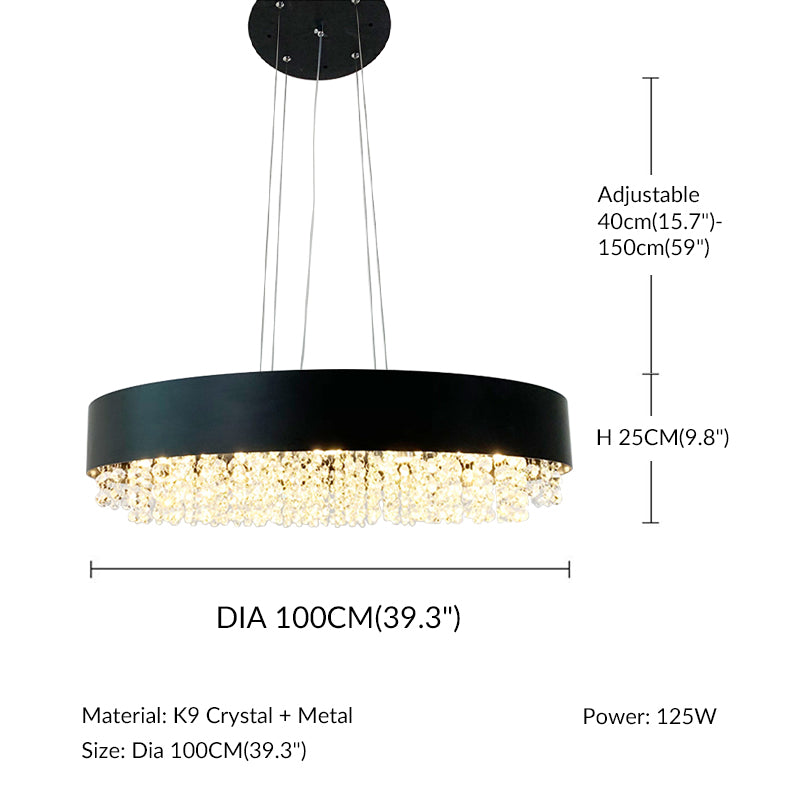 Modern Round Bead String Crystal Chandelier