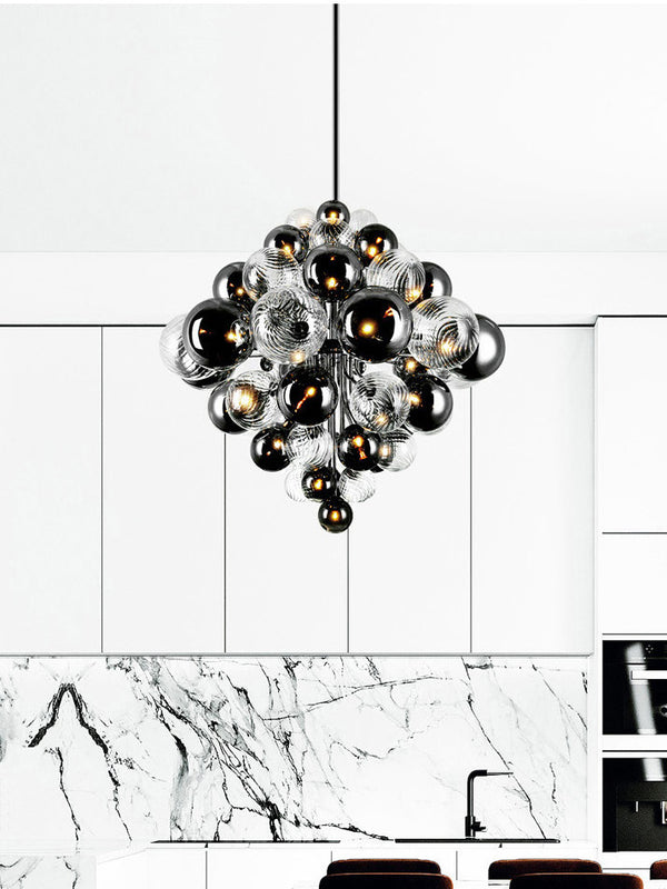 Striped Glass Globe Chandelier