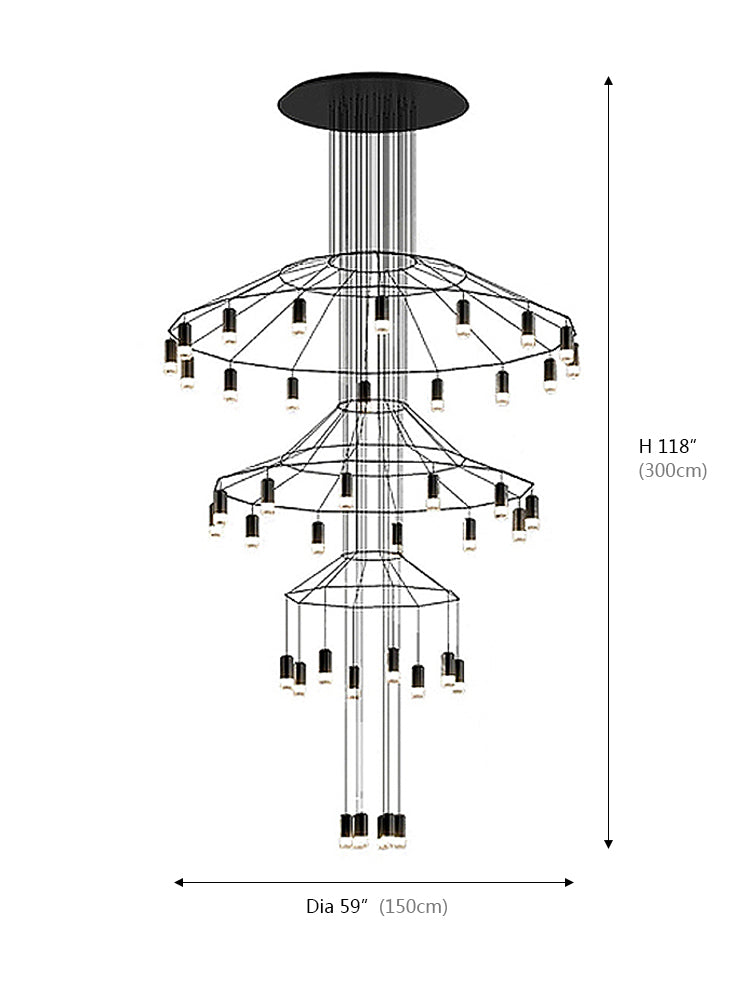 Unique Wireflow Pendant Staircase Long Fixture