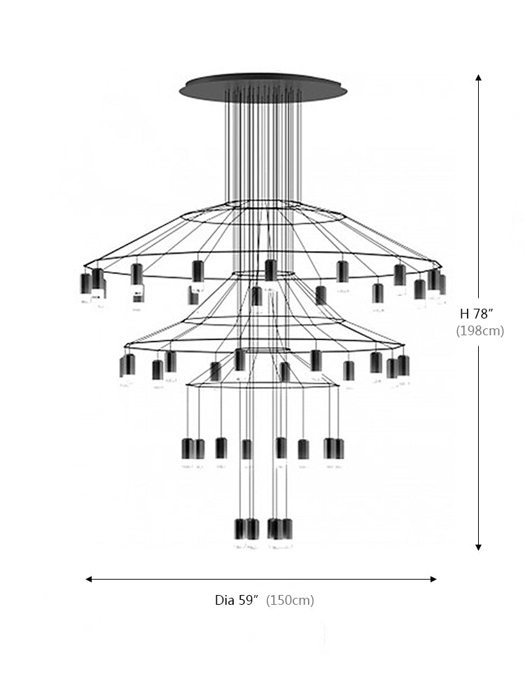 Unique Wireflow Pendant Staircase Long Fixture