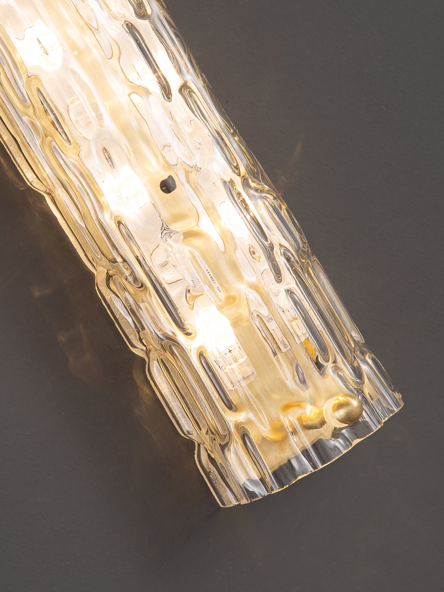 Brass Ripple Crystal Wall Sconce