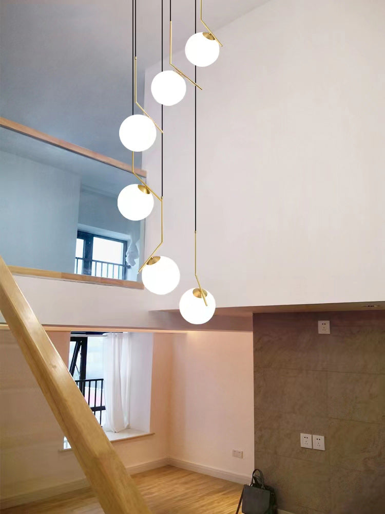 Duplex Opal Glass Globe Pendant Light