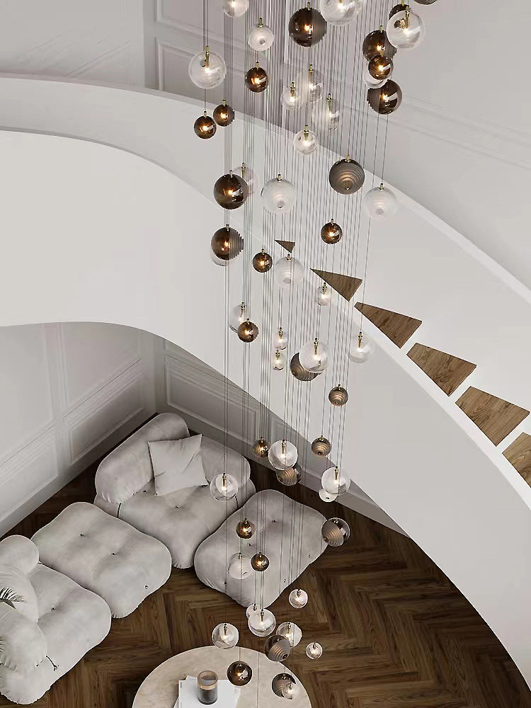 Textured Glass Staircase Pendant Light