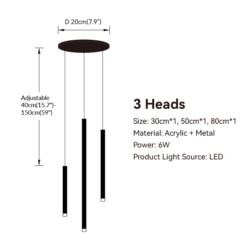 Modern Tube Suspension Pendant Light