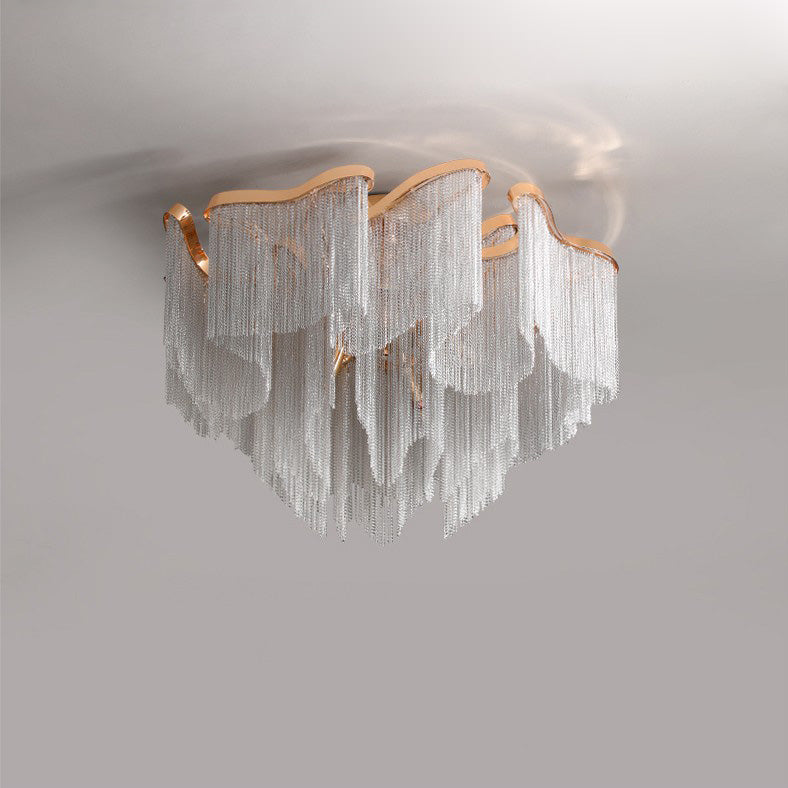 Aluminum Chain Tassel Flush Ceiling Lamp