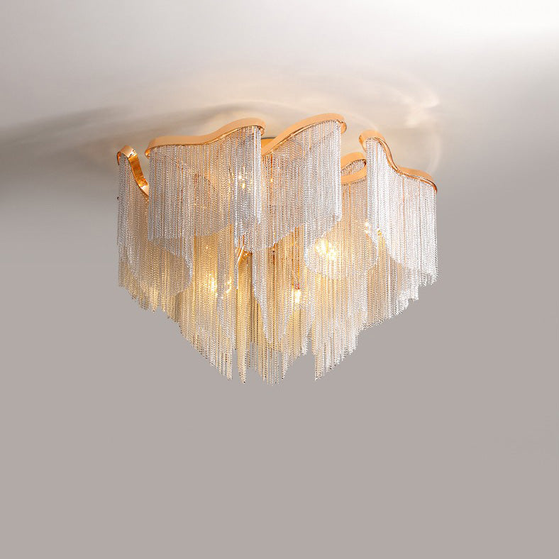 Aluminum Chain Tassel Flush Ceiling Lamp