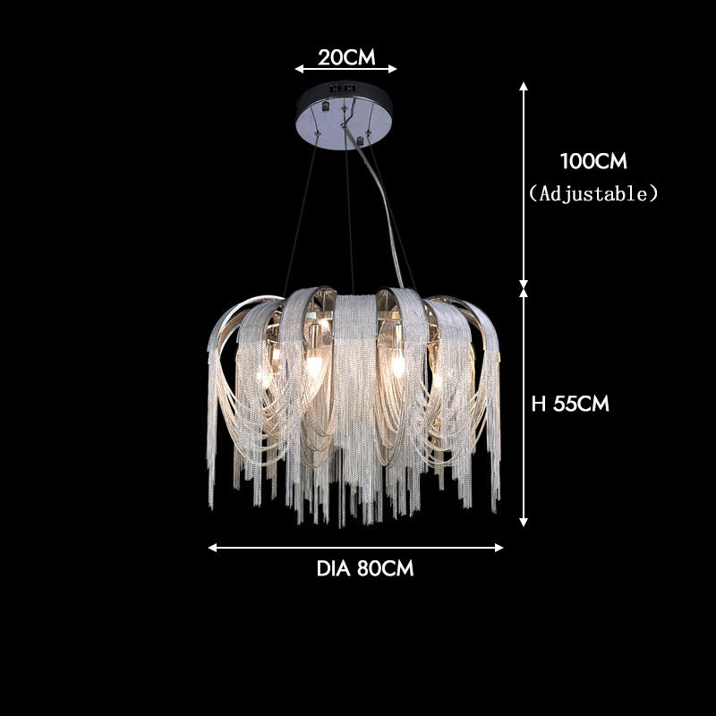 Chrome Aluminum Chain Tassel Chandelier