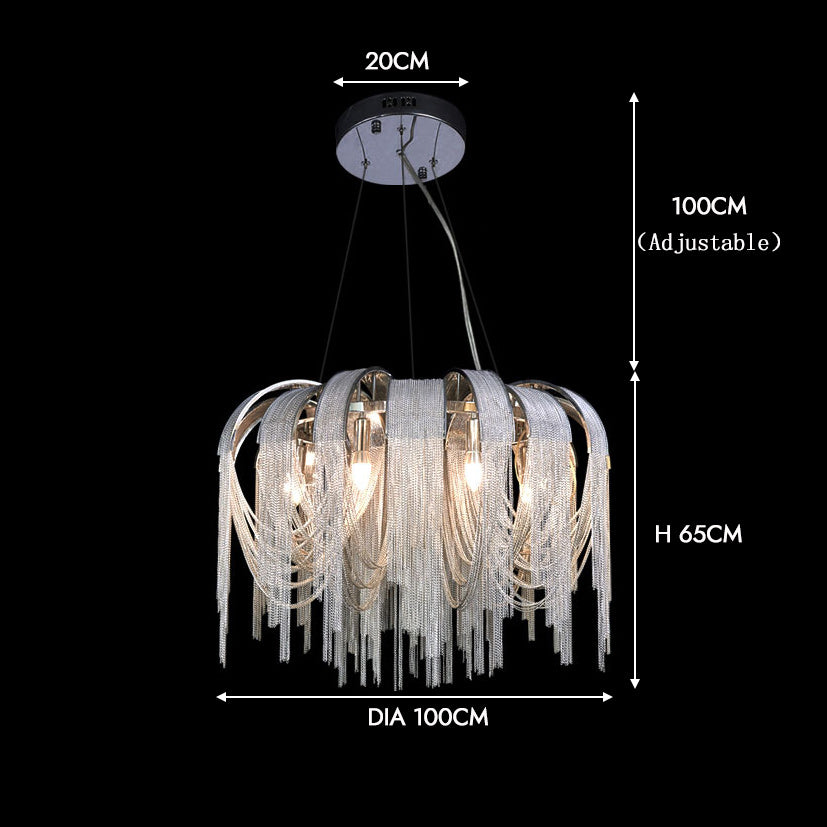 Chrome Aluminum Chain Tassel Chandelier