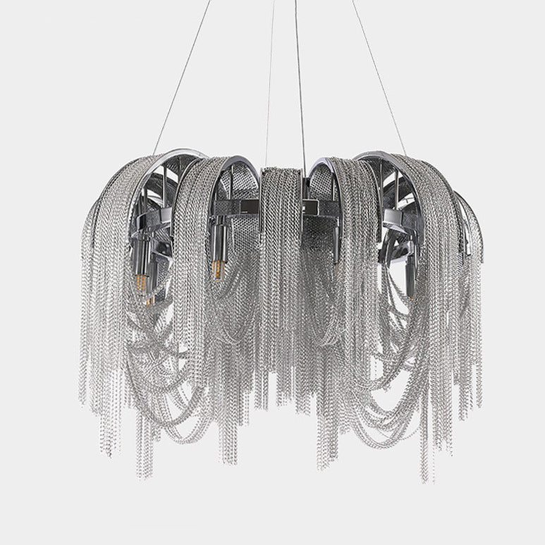 Chrome Aluminum Chain Tassel Chandelier