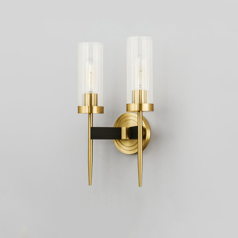 fluted-clear-glass-column-brass-wall-sconce